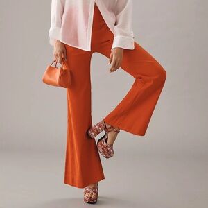 Anthropologie Maeve The Naomi Full-Length Wide-Leg Pants Burnt Orange